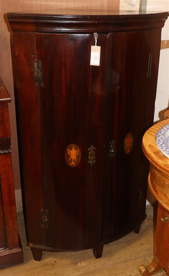 A George III inlaid mahogany corner cabinet W.70cm